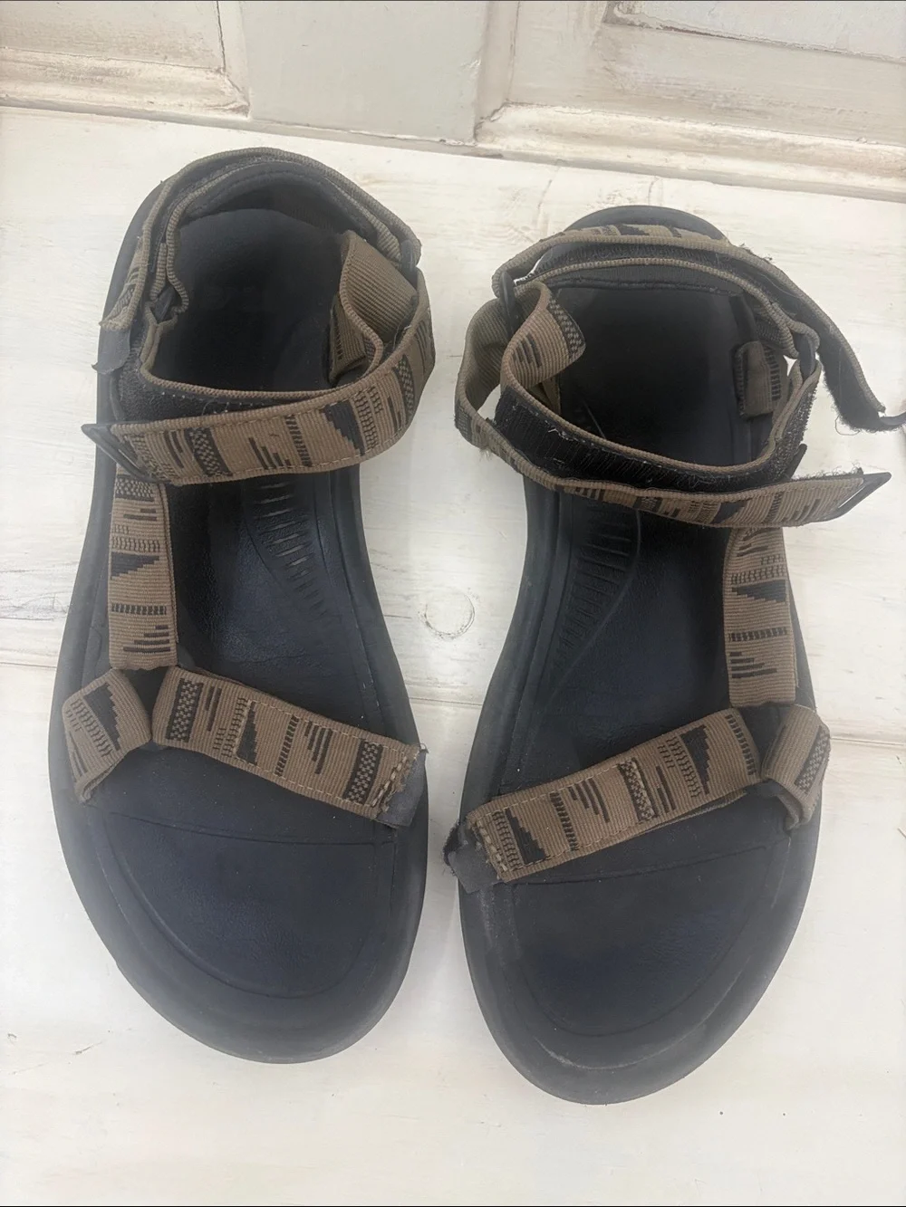 Teva Men's Brown and Black Adjustable Strap Sandals